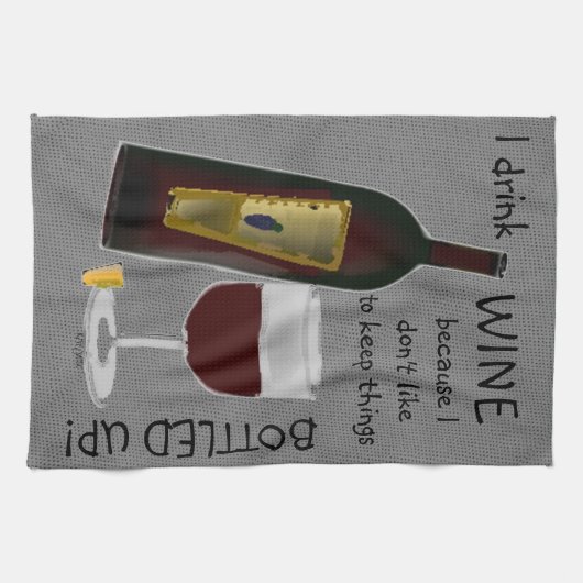 Ik Drink wijn ... Theedoek (Horizontaal)