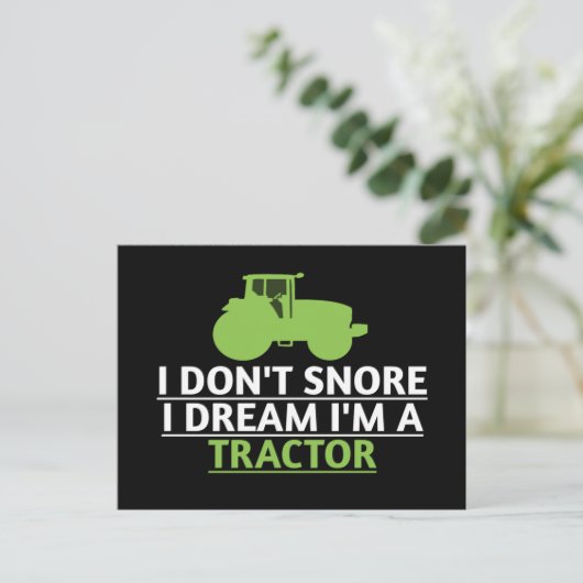 Ik droom niet dat ik een tractor ben. briefkaart (Staand voorkant)