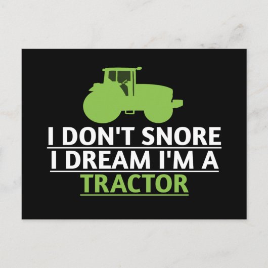 Ik droom niet dat ik een tractor ben. briefkaart (Voorkant)