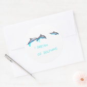 Ik droom van Dolphins. Ronde Sticker (Envelop)