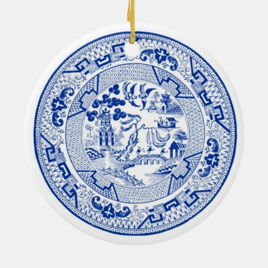 Ik droom van een (Blauw &) Wit Kerstfeest Keramisch Ornament (Achterkant)