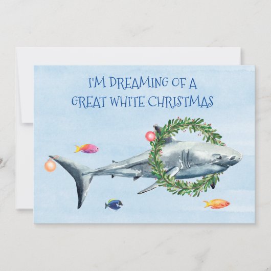 Ik droom van een Grote Witte Kerstmis Haai Feestdagenkaart (Voorkant)