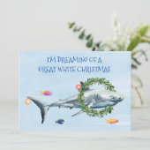 Ik droom van een Grote Witte Kerstmis Haai Feestdagenkaart (Staand voorkant)
