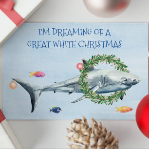 Ik droom van een Grote Witte Kerstmis Haai Feestdagenkaart