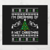 Ik droom van een nat kerstfeest sparkling wijnetiket (Enkel label)