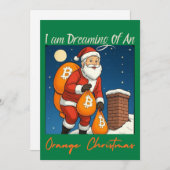 Ik droom van een Oranje kerst Bitcoin liefhebbers Feestdagenkaart (Voorkant / Achterkant)