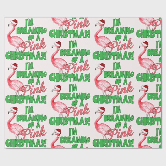 Ik droom van een roze kerst cadeaupapier (Vlak)