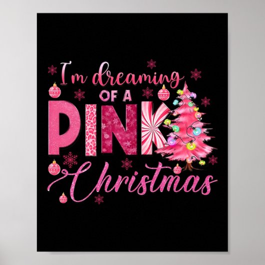 Ik droom van een roze kerst grappige roze Christus Poster (Voorkant)