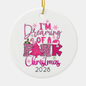 Ik droom van een roze kerst keramisch ornament (Voorkant)