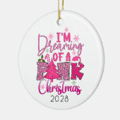 Ik droom van een roze kerst keramisch ornament (Links)