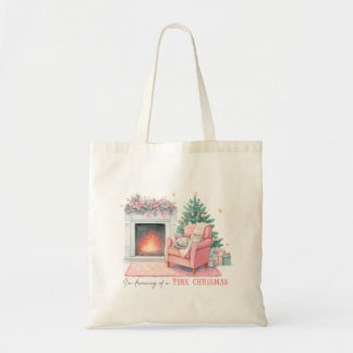 Ik droom van een roze kerst tote bag