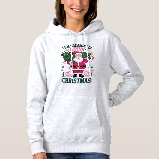 Ik droom van een roze Kerstmis Hoodie (Voorkant)