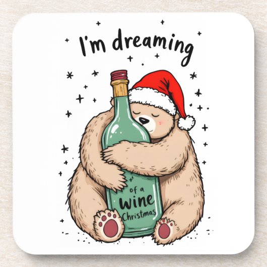 Ik droom van een wijn Kerstmis  Bier Onderzetter (Voorkant)