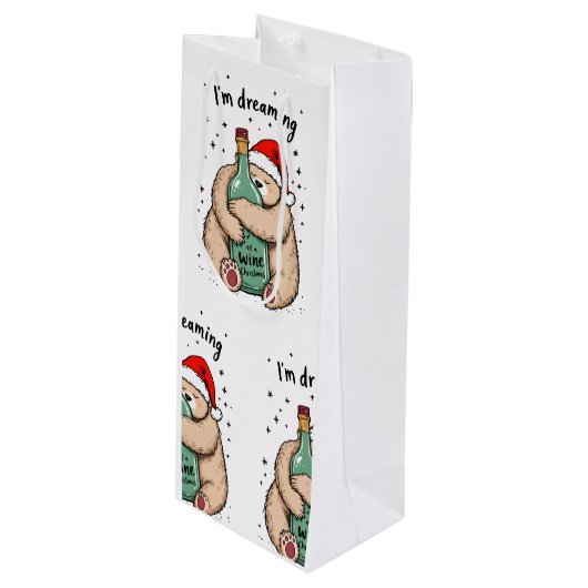 Ik droom van een wijn Kerstmis Cadeautas (Voorkant Gekanteld)