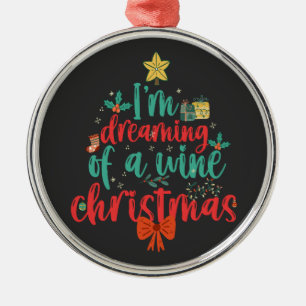 Ik droom van een wijn Kerstmis grappige Kerstboom  Metalen Ornament