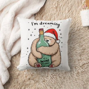 Ik droom van een wijn Kerstmis Kussen