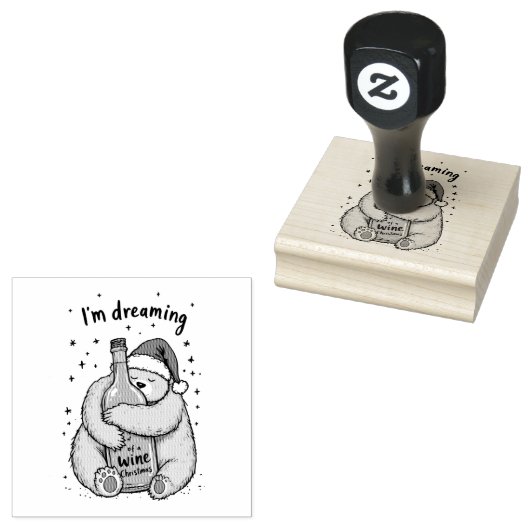Ik droom van een wijn Kerstmis Rubberstempel (Gestempeld)