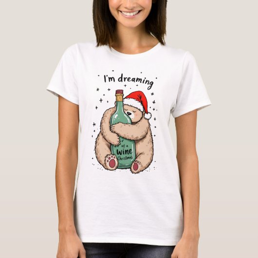 Ik droom van een wijn Kerstmis T-shirt (Voorkant)