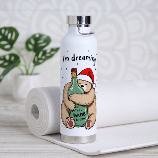Ik droom van een wijn Kerstmis Waterfles (Yoga (Gedraaid) )