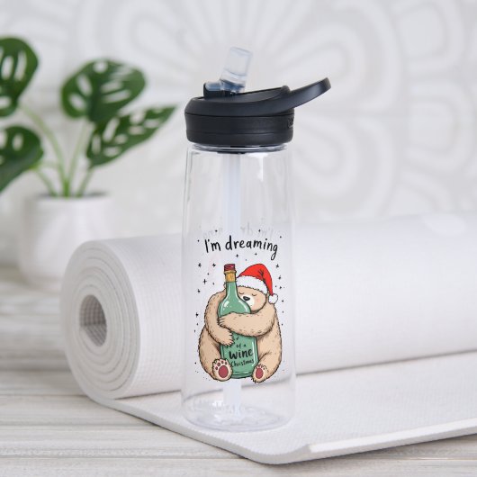 Ik droom van een wijn Kerstmis Waterfles (Yoga (Gedraaid) )