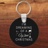 Ik droom van een wijn met kerst sleutelhanger (Voorkant)