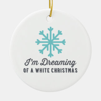 Ik droom van een witte kerst | Blauw Keramisch Ornament