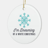 Ik droom van een witte kerst | Blauw Keramisch Ornament (Links)