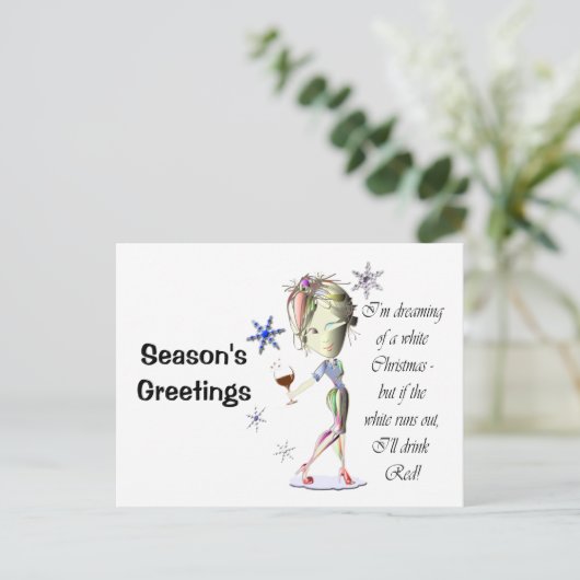 Ik droom van een witte kerst, grappige cadeaus feestdagenkaart (Staand voorkant)