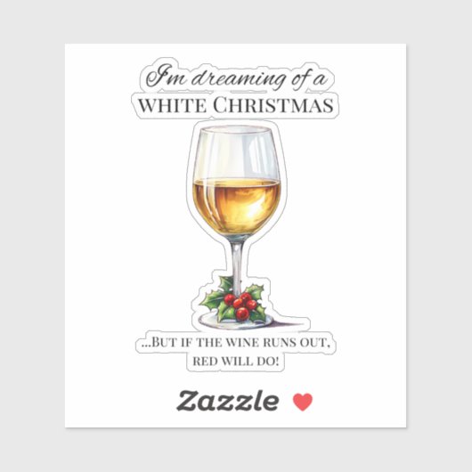 "Ik droom van een witte kerst.." Kerstwijn Sticker (Vel)