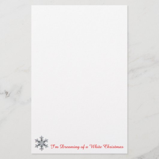 Ik droom van een witte kerst - sneeuwvlok briefpapier (Voorkant)