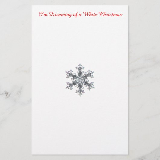 Ik droom van een witte kerst - sneeuwvlok briefpapier (Voorkant)