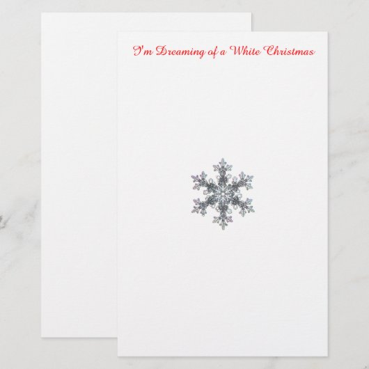 Ik droom van een witte kerst - sneeuwvlok briefpapier (Voorkant / Achterkant)