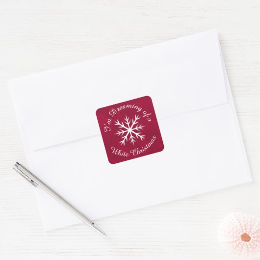 Ik droom van een witte kerst - sneeuwvlokken vierkante sticker (Envelop)
