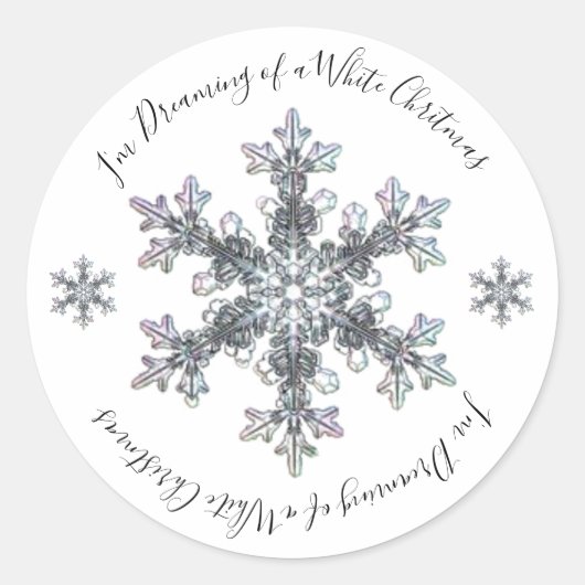 Ik droom van een witte kerstsneeuwvlok ronde sticker (Voorkant)