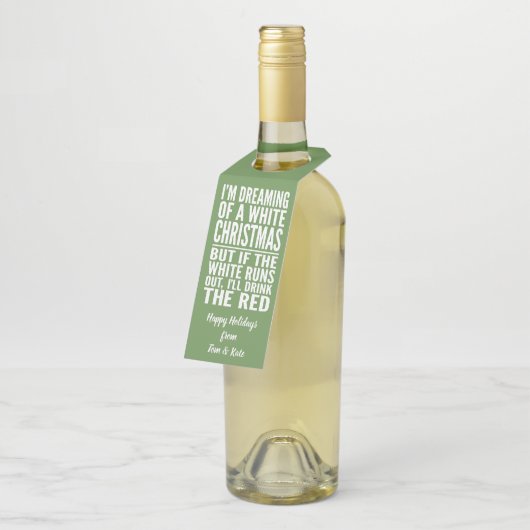 Ik droom van een witte of rode kerst flessenhanger (Schuin)