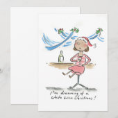 Ik droom van een witte wijn kerst kaart (Voorkant / Achterkant)