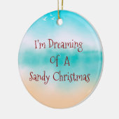 Ik droom van een zanderige kerst keramisch ornament (Links)