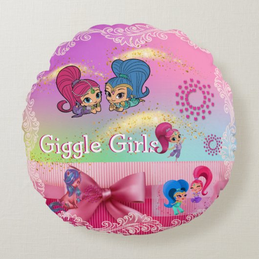 Ik droom van Jeannie Giggle Girls Round Pillow Rond Kussen (Voorkant)
