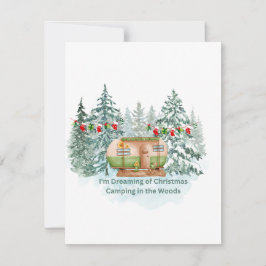 Ik droom van Kerst kamperen in de bossen op  Feestdagenkaart