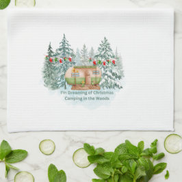 Ik droom van Kerstmis Camping op een Theedoek