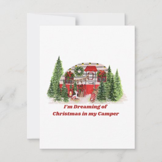 Ik droom van Kerstmis in mijn camper op een Feestdagenkaart (Voorkant)