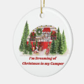 Ik droom van Kerstmis in mijn camper op een Keramisch Ornament (Links)