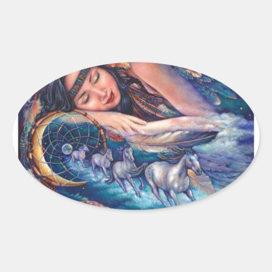 Ik droom van paarden ovale sticker (Voorkant)