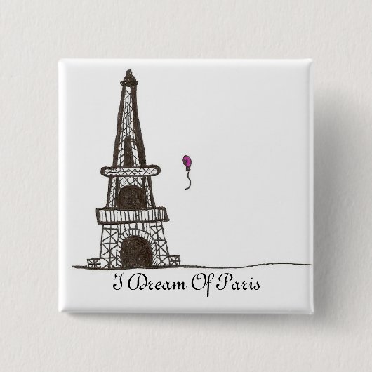 Ik droom van Parijs, 2 Vierkante Button 5,1 Cm (Voorkant)