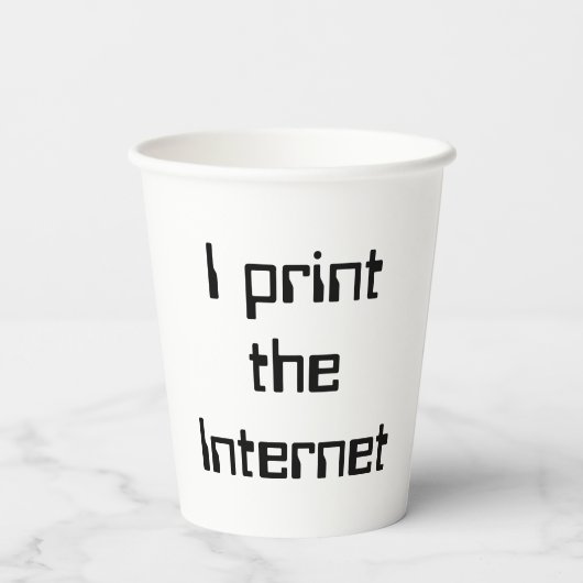 Ik druk het internet af papieren bekers (Achterkant)
