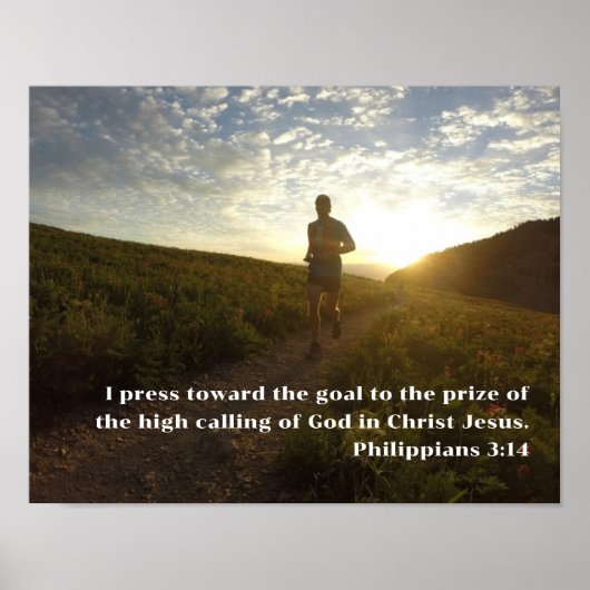 Ik druk naar de Goal Philippians 3:14 Manuscript Poster (Voorkant)