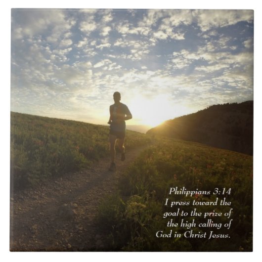Ik druk naar de Goal Philippians 3:14 Manuscript Tegeltje (Voorkant)