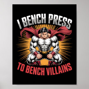 Ik druk op de bank om schurken Anime Hero Gym Mem Poster