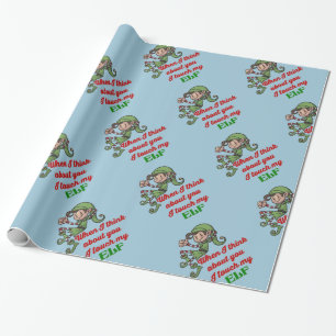 Ik druk op mijn Elf Kerstmis Humor Wrapping Paper Cadeaupapier