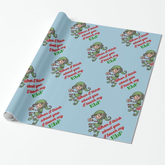 Ik druk op mijn Elf Kerstmis Humor Wrapping Paper Cadeaupapier (Uitgerold)